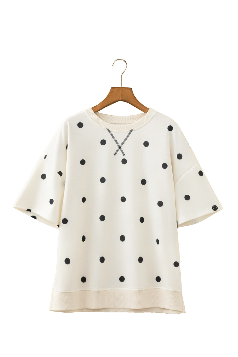 Polka Dot Crossed Seam Detail Oversized Tee Women UK
