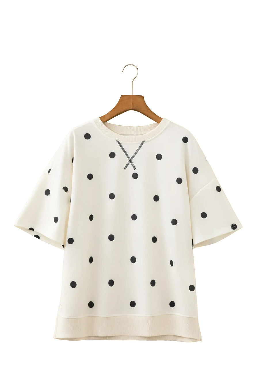 Polka Dot Crossed Seam Detail Oversized Tee Women UK