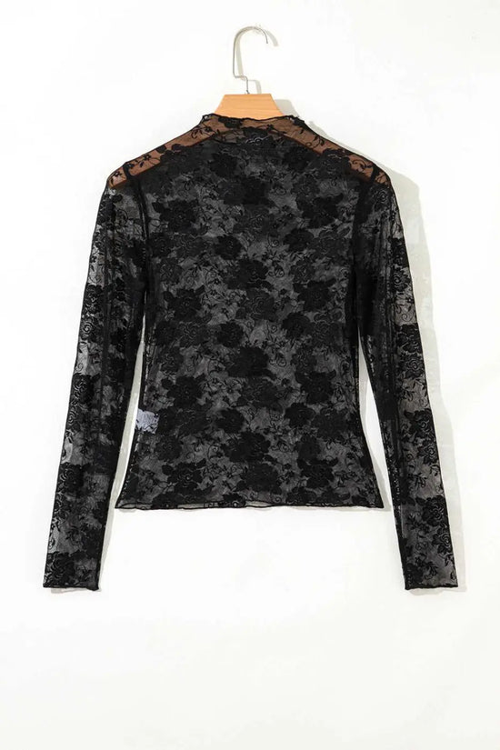 Sheer floral lace top - flirty style | lightweight slim fit