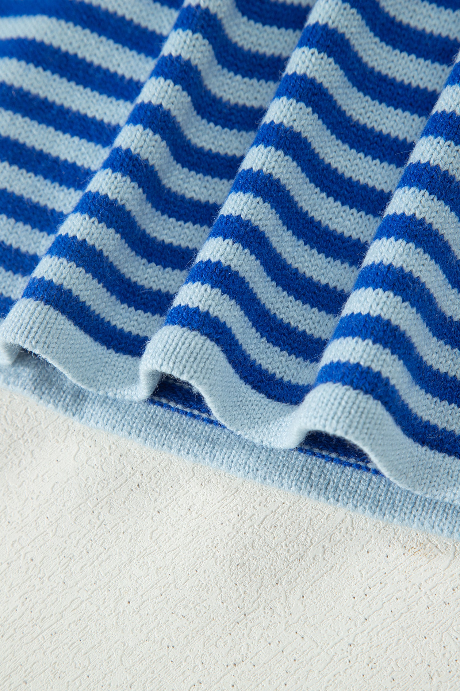 Blue Stripe Half Sleeve Knit Button Cardigan Women UK