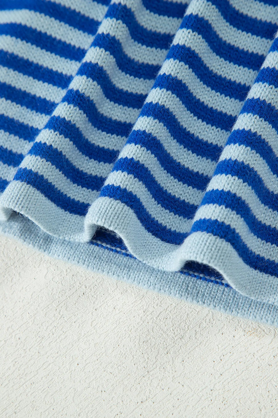 Blue Stripe Half Sleeve Knit Button Cardigan Women UK — side view third colourway | Fashionfitz UK