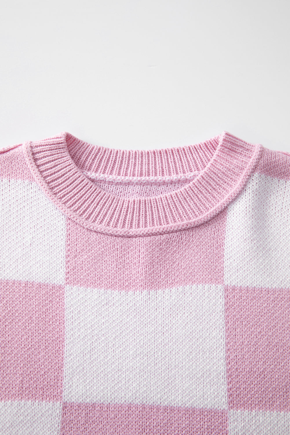 Pink Checkered Bishop Sleeve Sweater