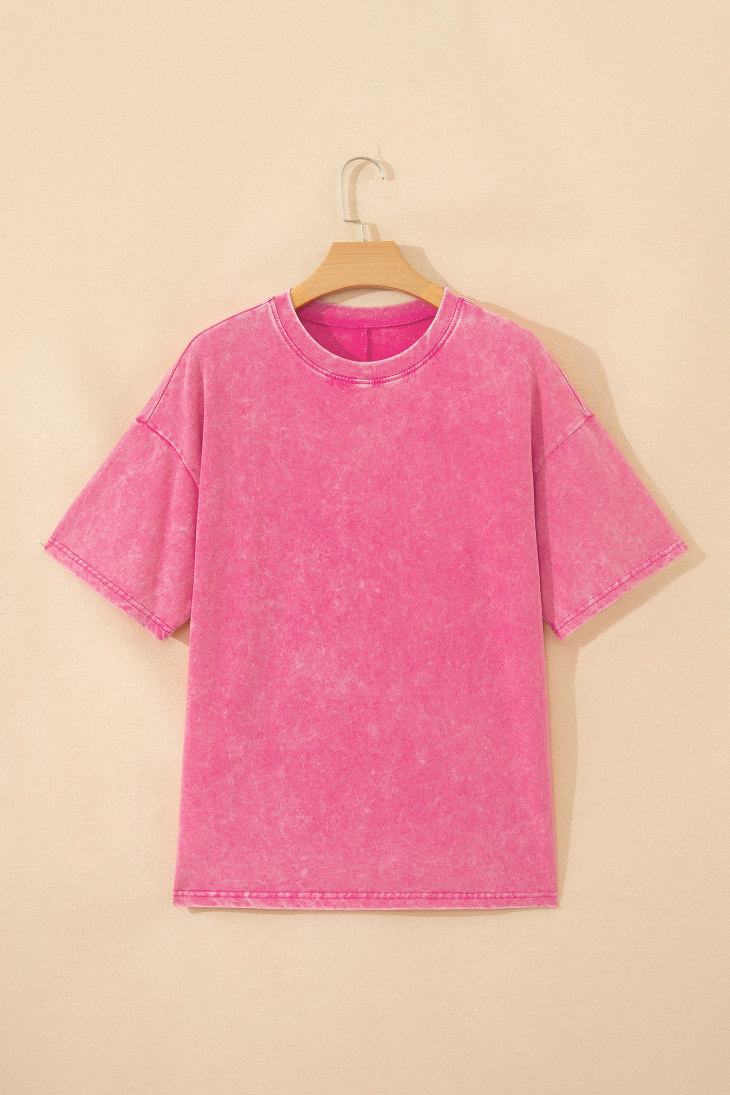 Mineral Washed Oversized Cotton Tee Drop Shoulder Round Neck Tunic Length