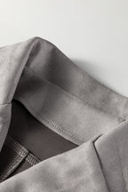 Gray Cropped Fringe Faux Suede Jacket