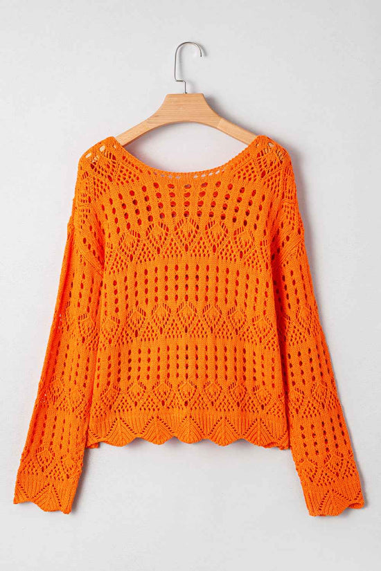 Carrot Crochet Scallop Edge Sweater
