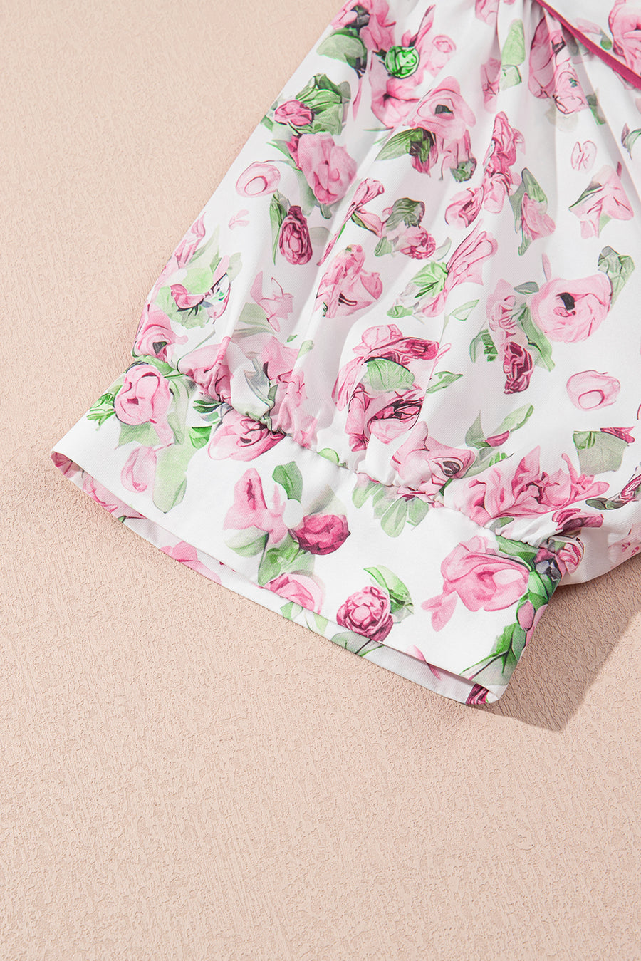 Pink Floral Split Neck Loose Plus Size Mini Dress Women UK
