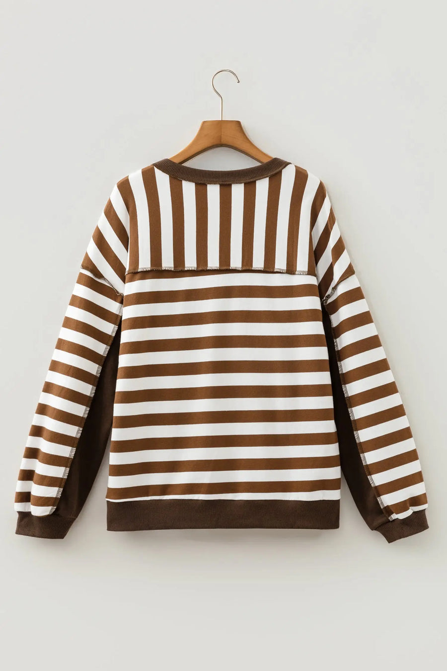 Stripe Exposed Seam Colorblock Patchwork Sweatshirt