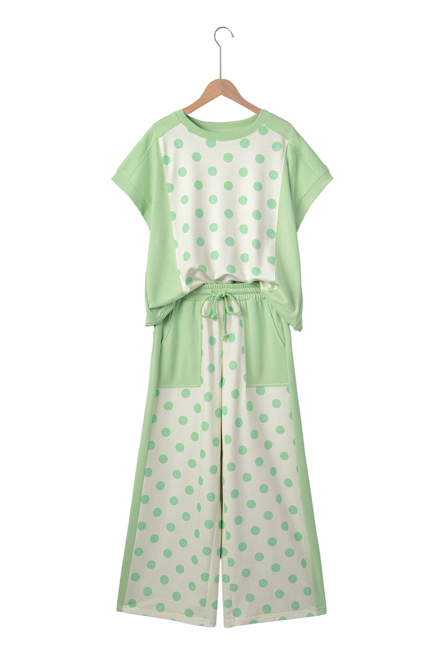 Colour Block Polka Dot Wide Leg Pant Set Women UK