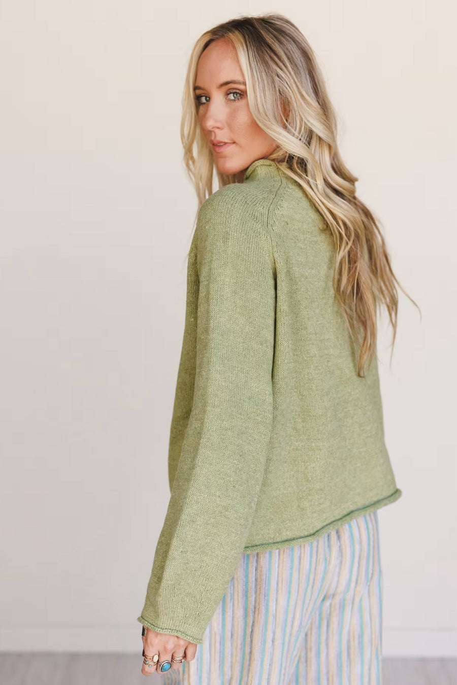 Fish Knit Oversized Round Neck Sweater
