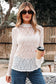 White Sheer Lace Bell Sleeve Blouse