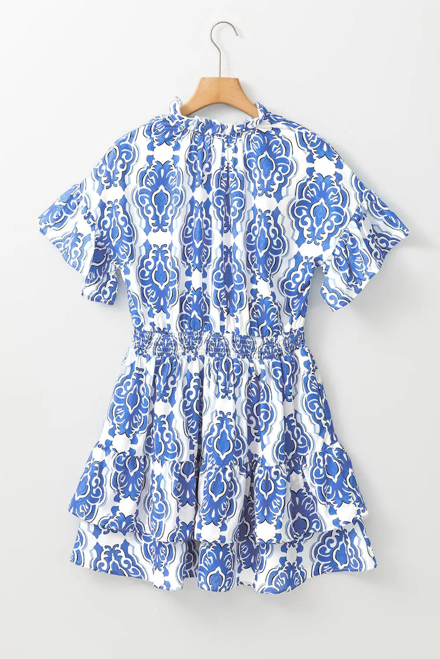 Ashleigh Blue Vintage Floral Wide Ruffle Sleeve Dress Women UK — close-up detail
