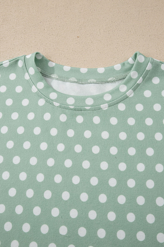 Polka Dot Print Round Neck Short Sleeve Top & Shorts Co-Ord Set