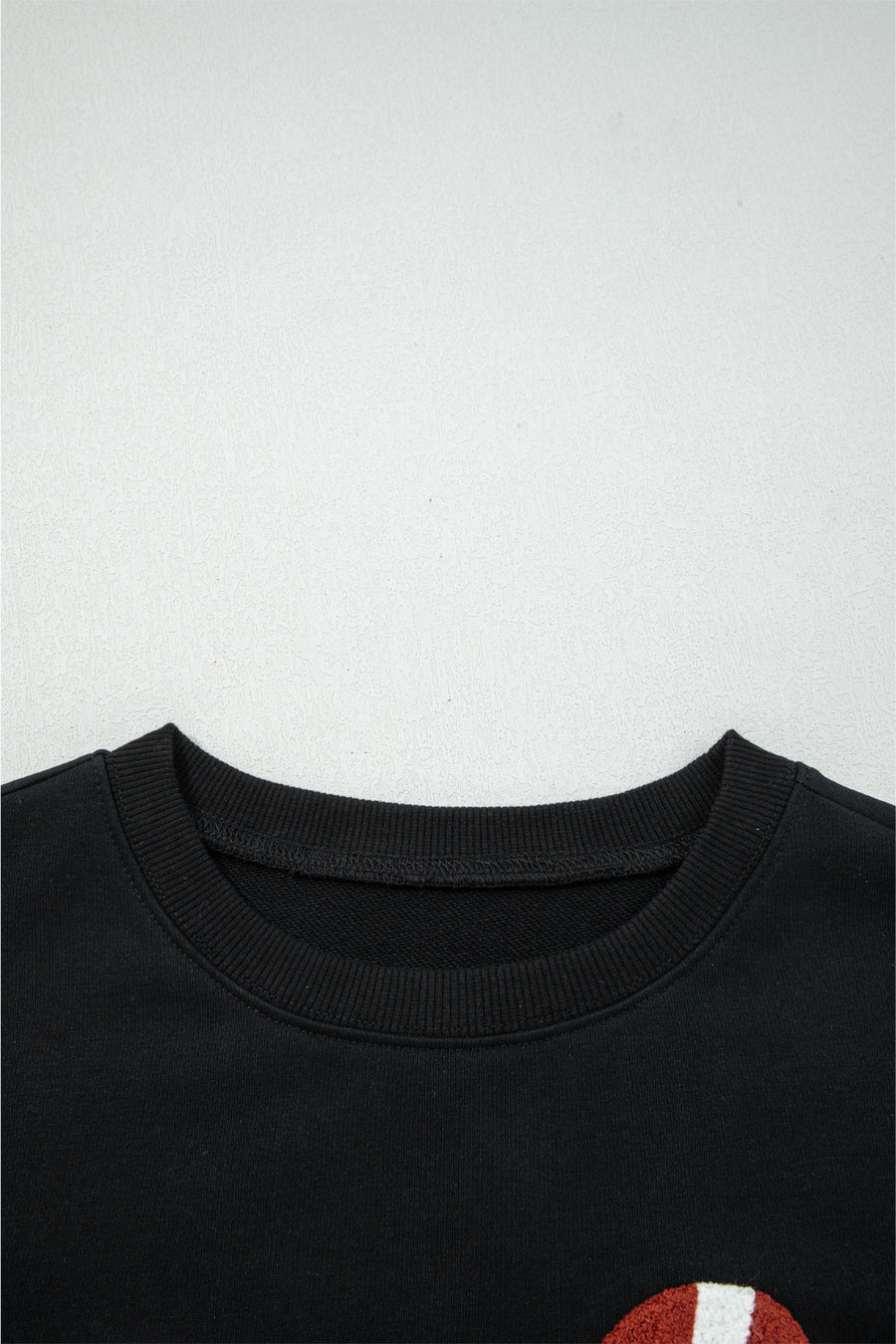 Black Varsity Baseball Bow Graphic Striped Sleeve Baggy Sweatshirt