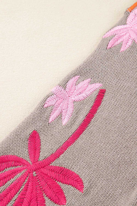 Floral Embroidered Sleeve Jumper