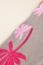 Floral Embroidered Sleeve Jumper