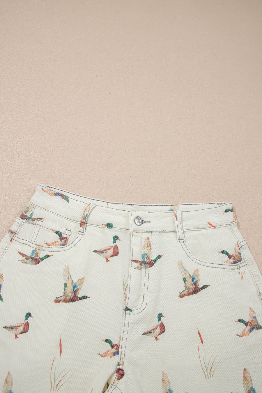 Printed High Waist Denim Shorts Women UK