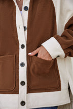 Brown Panels Fleece Shacket
