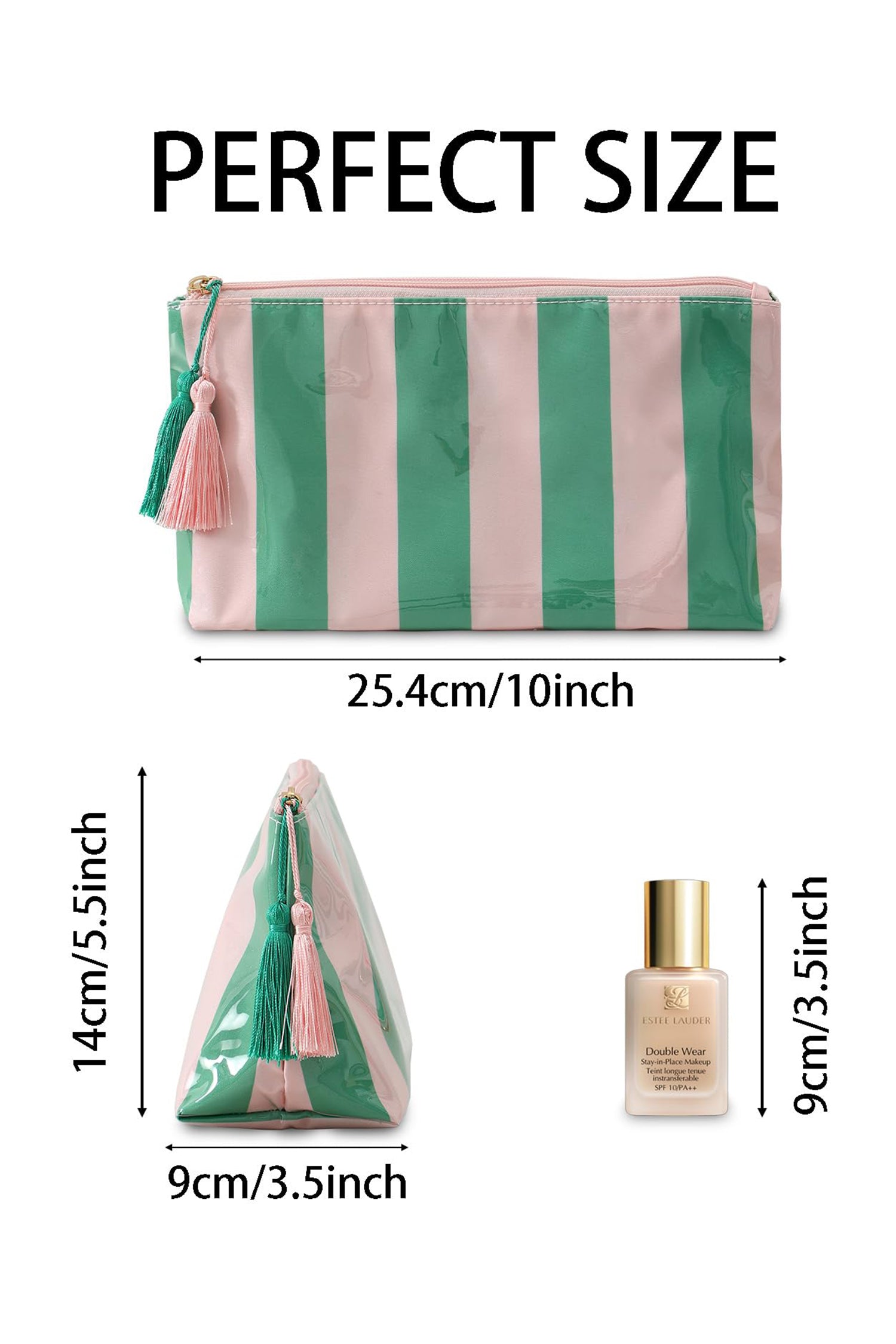 Striped Waterproof Tassel Zipper Makeup Bag Women UK