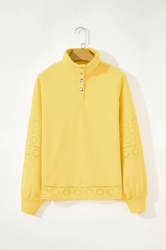 Embroidered flower snap sweatshirt sweatshirts
