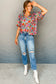 Red Floral Puff Sleeve Blouse
