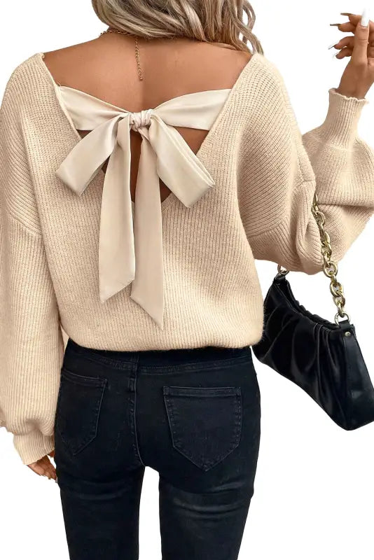 Back bow knit sweater - chic elegant | fashionfitz