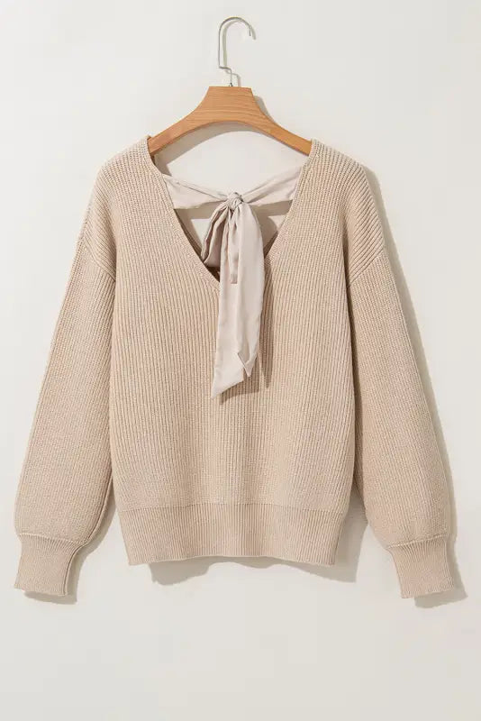 Back bow knit sweater - chic elegant | fashionfitz