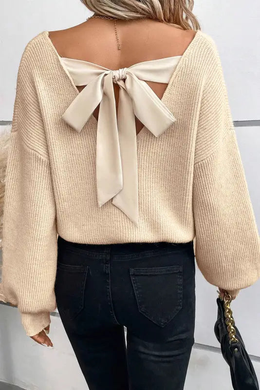 Back bow knit sweater - chic elegant | fashionfitz