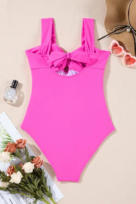 Backless one-piece swimsuit - pink cut-out by fashionfitz