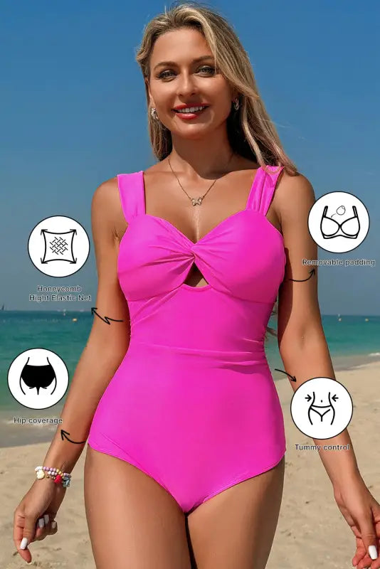 Backless one-piece swimsuit - pink cut-out by fashionfitz