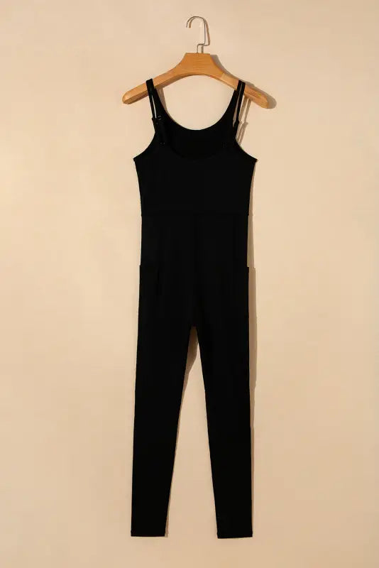 Backless side pockets sports jumpsuit - activewear/yoga jumpsuits