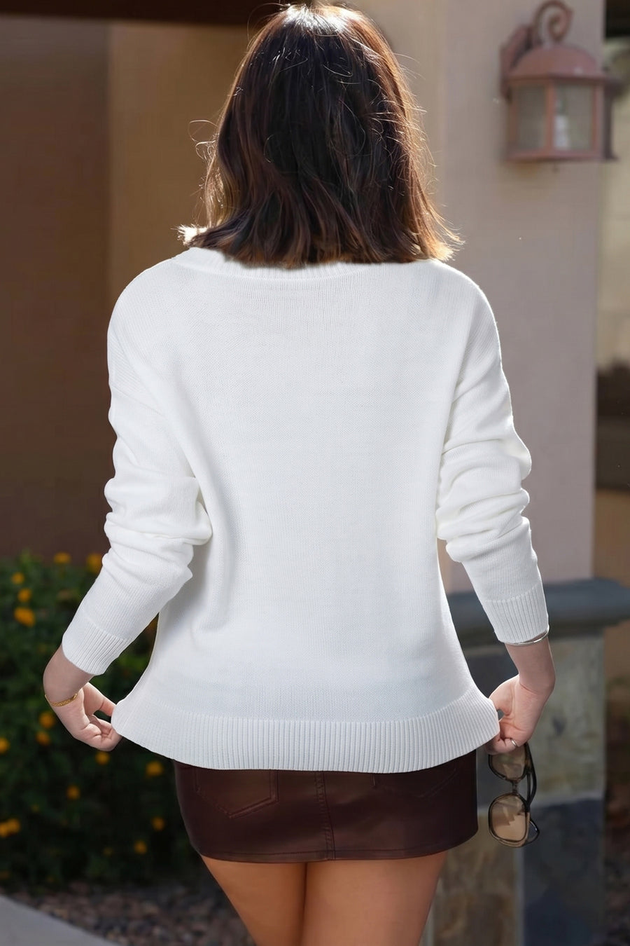 Mallard Print Drop Shoulder Pullover Sweater Women UK