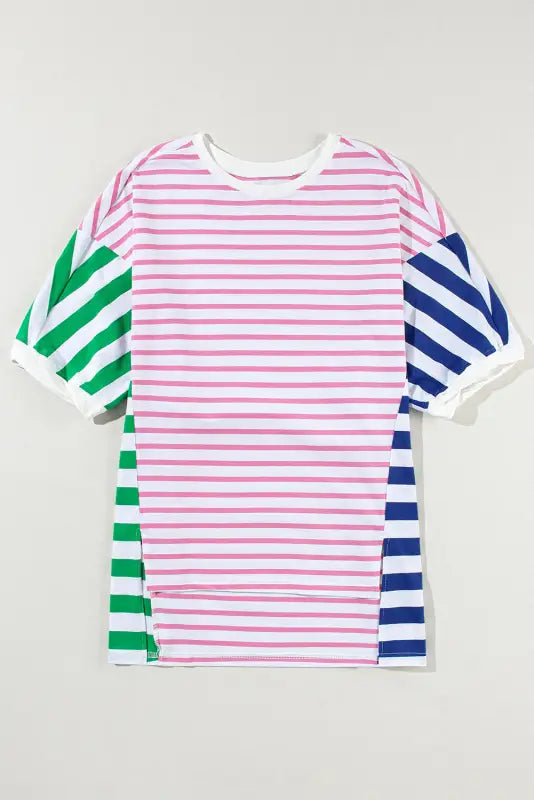 Baggy t shirt - stripe patchwork - t-shirts