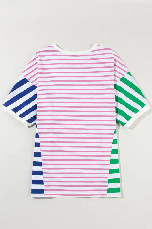 Baggy t shirt - stripe patchwork - t-shirts