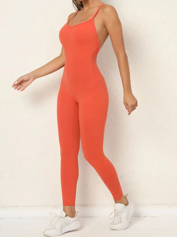 Balance time active jumpsuit - orange / s - yoga jumpsuits