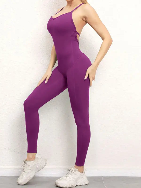Balance time active jumpsuit - purple / s - yoga jumpsuits