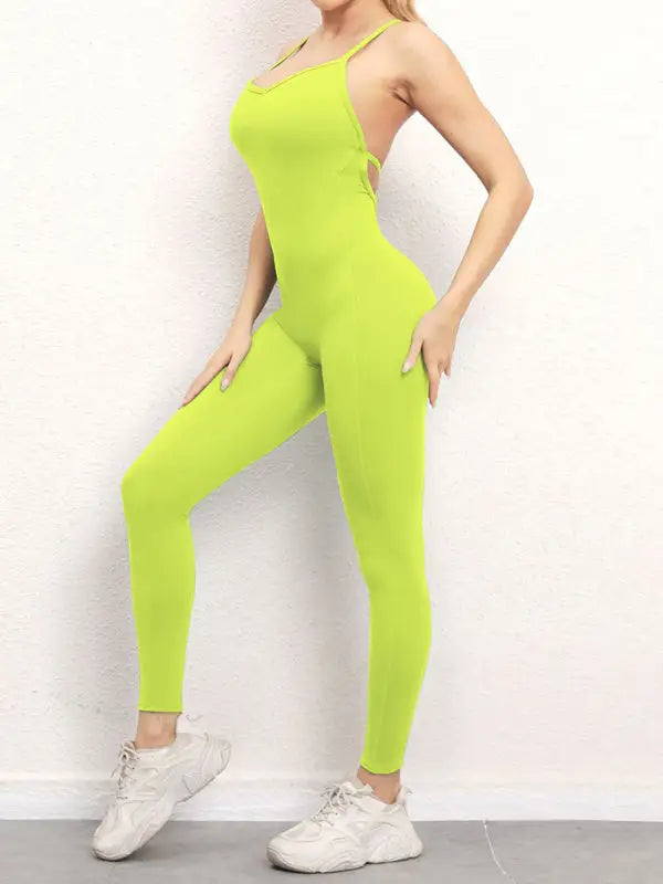 Balance time active jumpsuit - yellow green / s - yoga jumpsuits