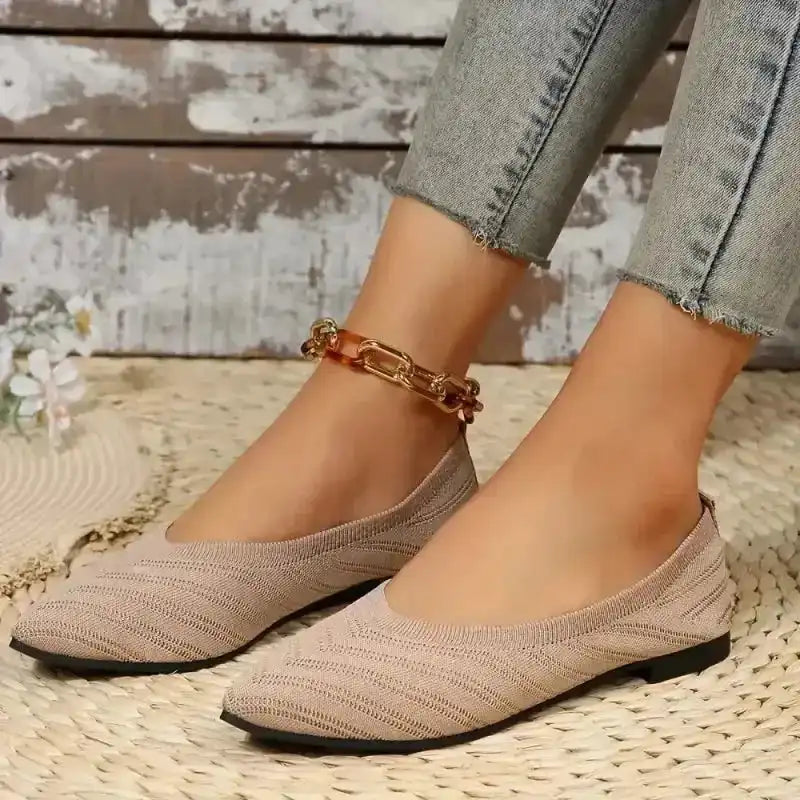 Ballet Flats - Pointed Toe Knitted Shoes - Fashionfitz