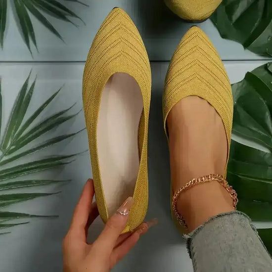 Ballet Flats - Pointed Toe Knitted Shoes - Fashionfitz