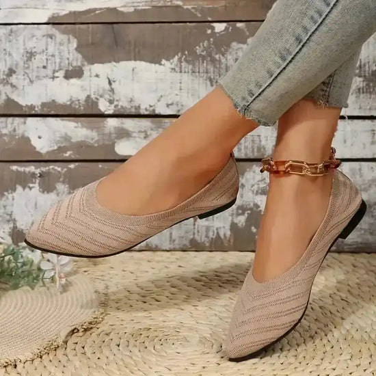 Ballet Flats - Pointed Toe Knitted Shoes - Fashionfitz