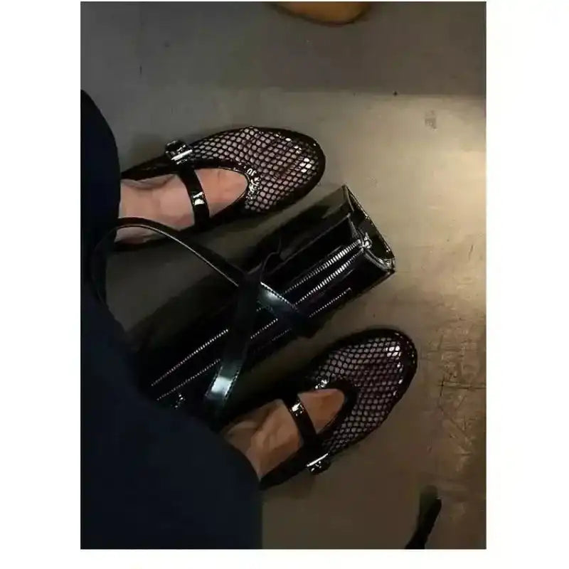 Ballet Mesh Mary Jane Flats - Fashionfitz