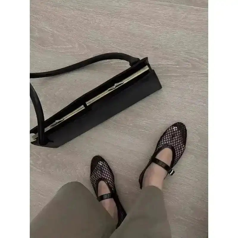 Ballet Mesh Mary Jane Flats - Fashionfitz