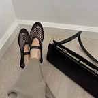 Ballet Mesh Mary Jane Flats - Fashionfitz