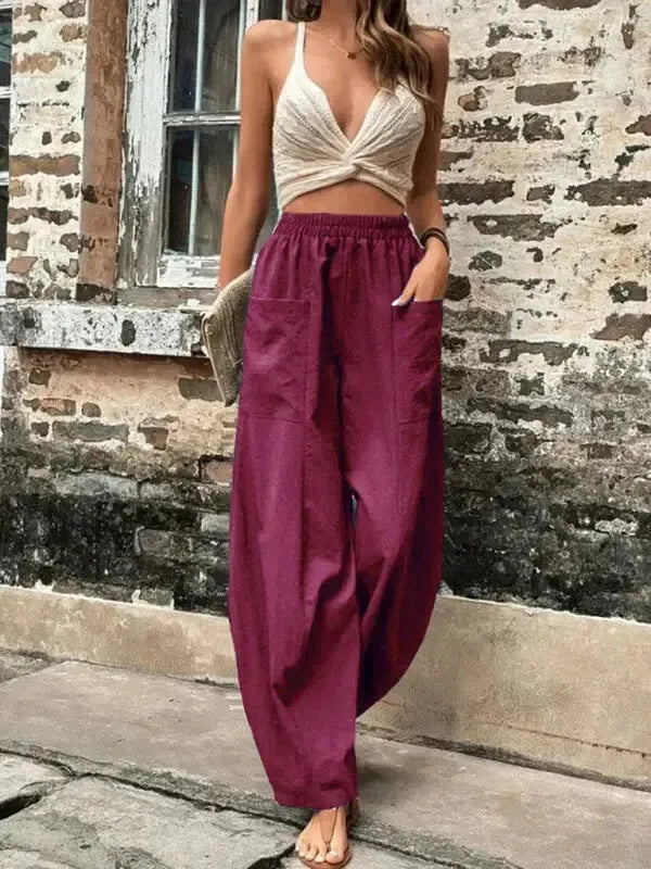 Barrel Legs Elastic Pants Trousers - Fashionfitz