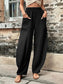 Barrel legs elastic pants trousers - black / s - leg