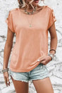 Apricot Pink Bat Sleeve Casual T-Shirt Women UK — front view showing apricot pink colour and distinctive bat sleeves — Fashionfitz
