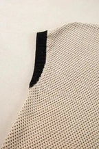 Batwing Sleeve Sweater Top - Light French Beige Contrast Trim - Fashionfitz