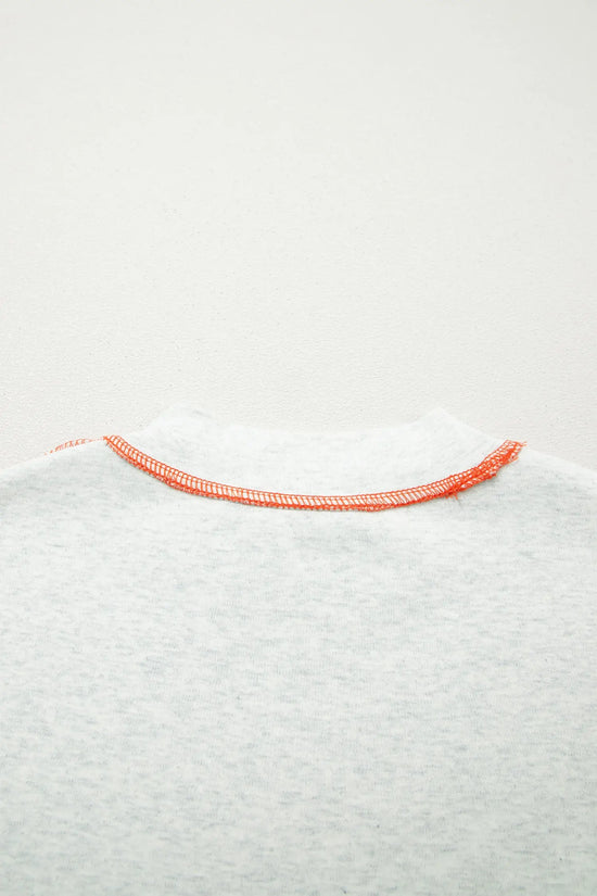 Reversible Contrast Stitch Drop Shoulder High Neck Short Sleeve Tee