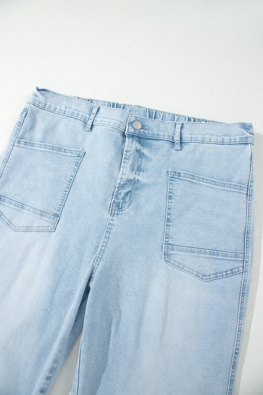 Seam Detail Patch Pocket Raw Cut Shift Plus Size Jeans Women UK