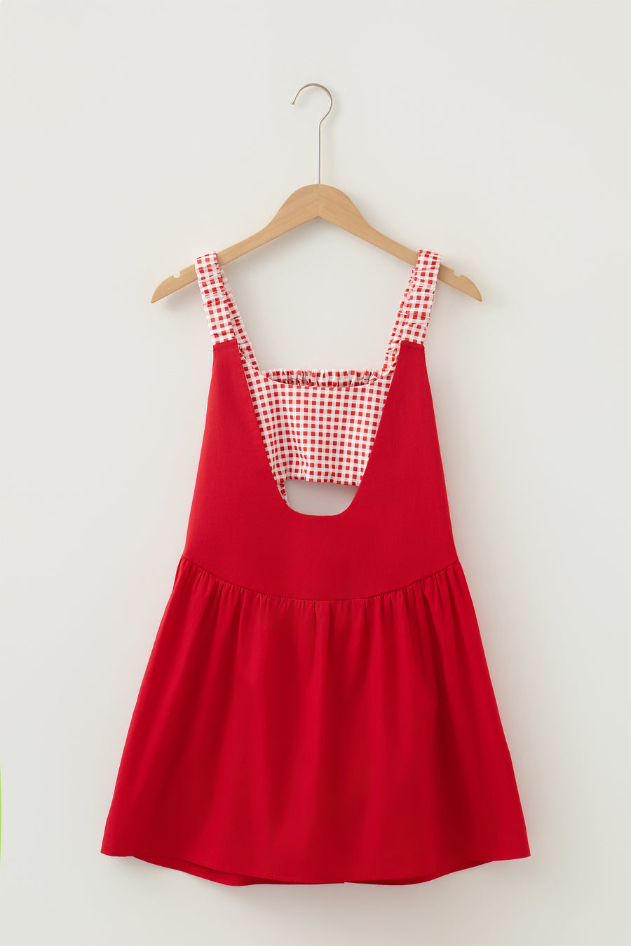 Gingham Patchwork Faux Two Piece Loose Mini Dress Women UK