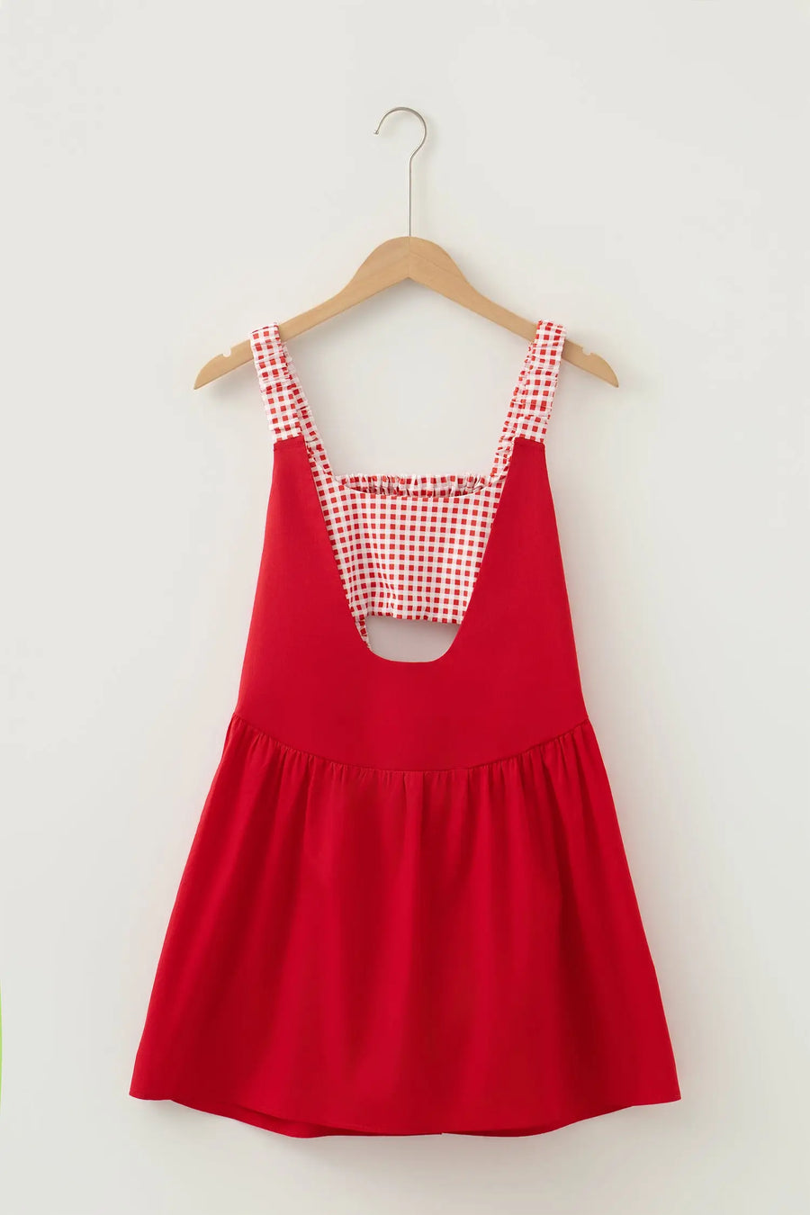 Gingham Patchwork Faux Two Piece Loose Mini Dress Women UK